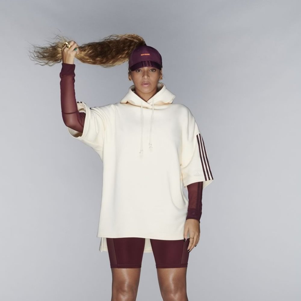 Ivy Park x Adidas Drip 1 Cream Short Sleeve Hoodie